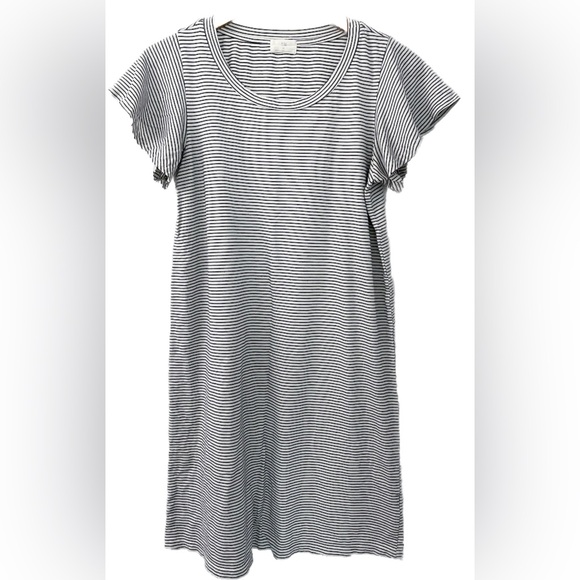 Anthropologie t.la Striped Flutter-Sleeved Tee Dress Blue Motif Women’s S - Picture 6 of 9